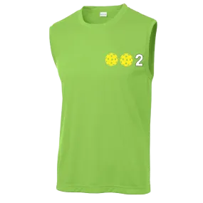 002 With Pickleballs (Yellow White Cyan Green Orange) Customizable | Men's Sleeveless Pickleball Shirt | 100% Polyester