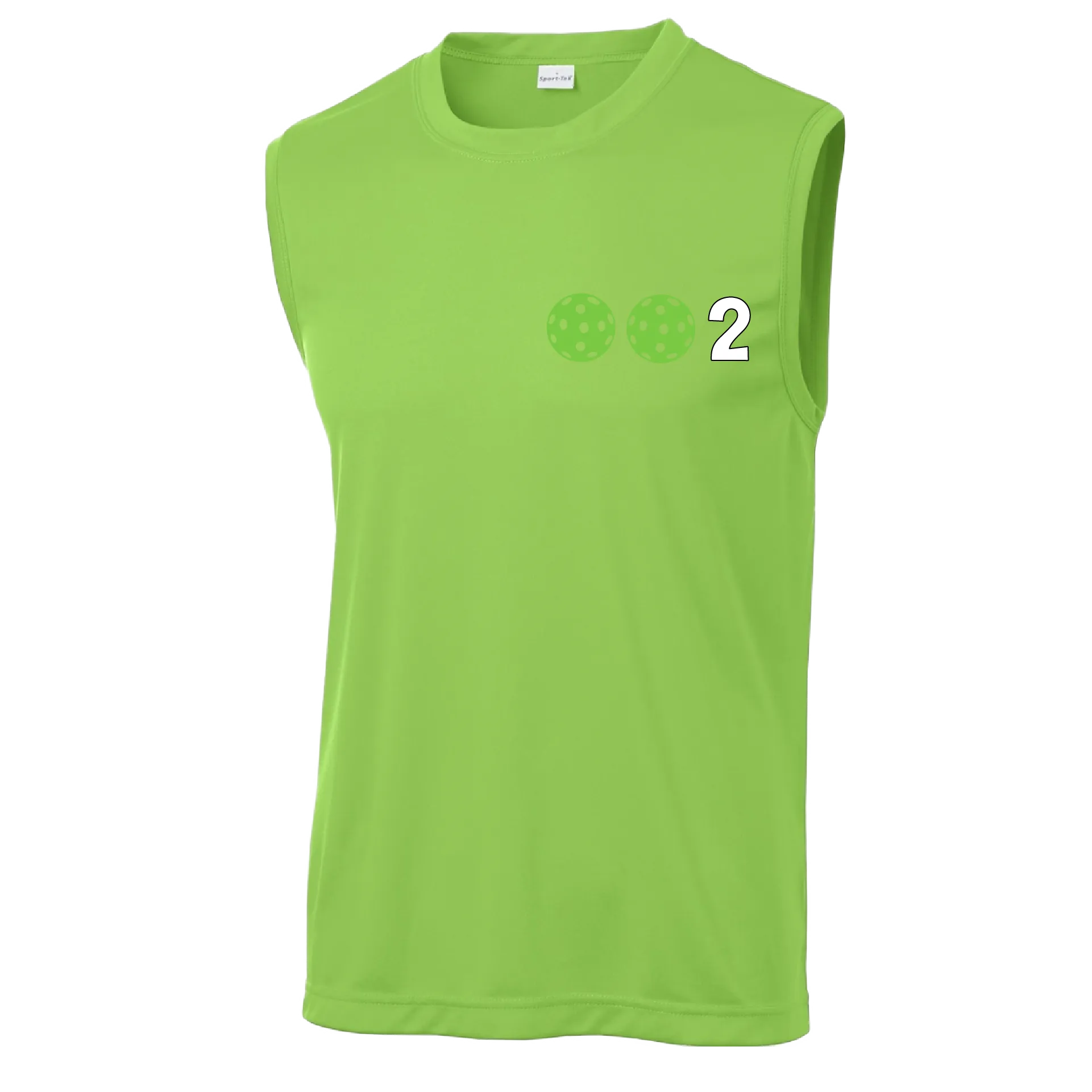 002 With Pickleballs (Yellow White Cyan Green Orange) Customizable | Men's Sleeveless Pickleball Shirt | 100% Polyester