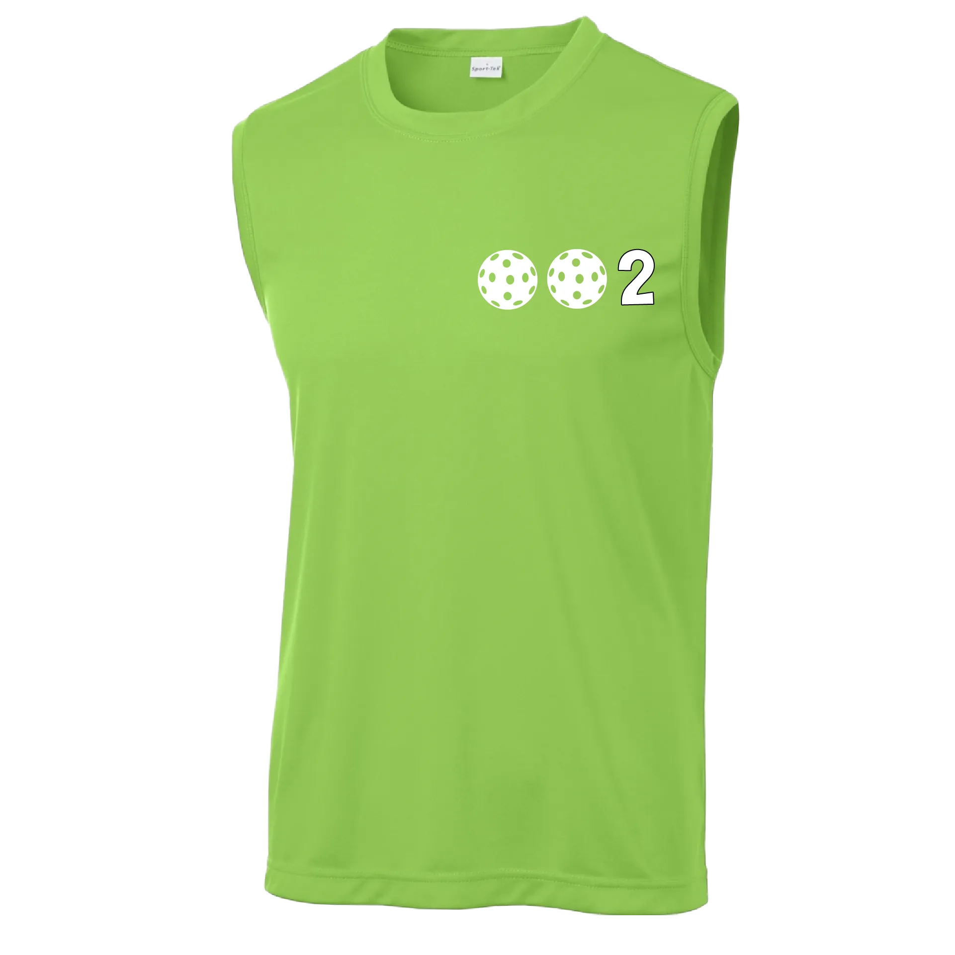 002 With Pickleballs (Yellow White Cyan Green Orange) Customizable | Men's Sleeveless Pickleball Shirt | 100% Polyester