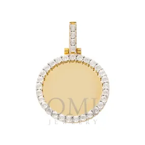 10K GOLD ROUND DIAMOND CUT CIRCLE PICTURE PENDANT 0.56 CT