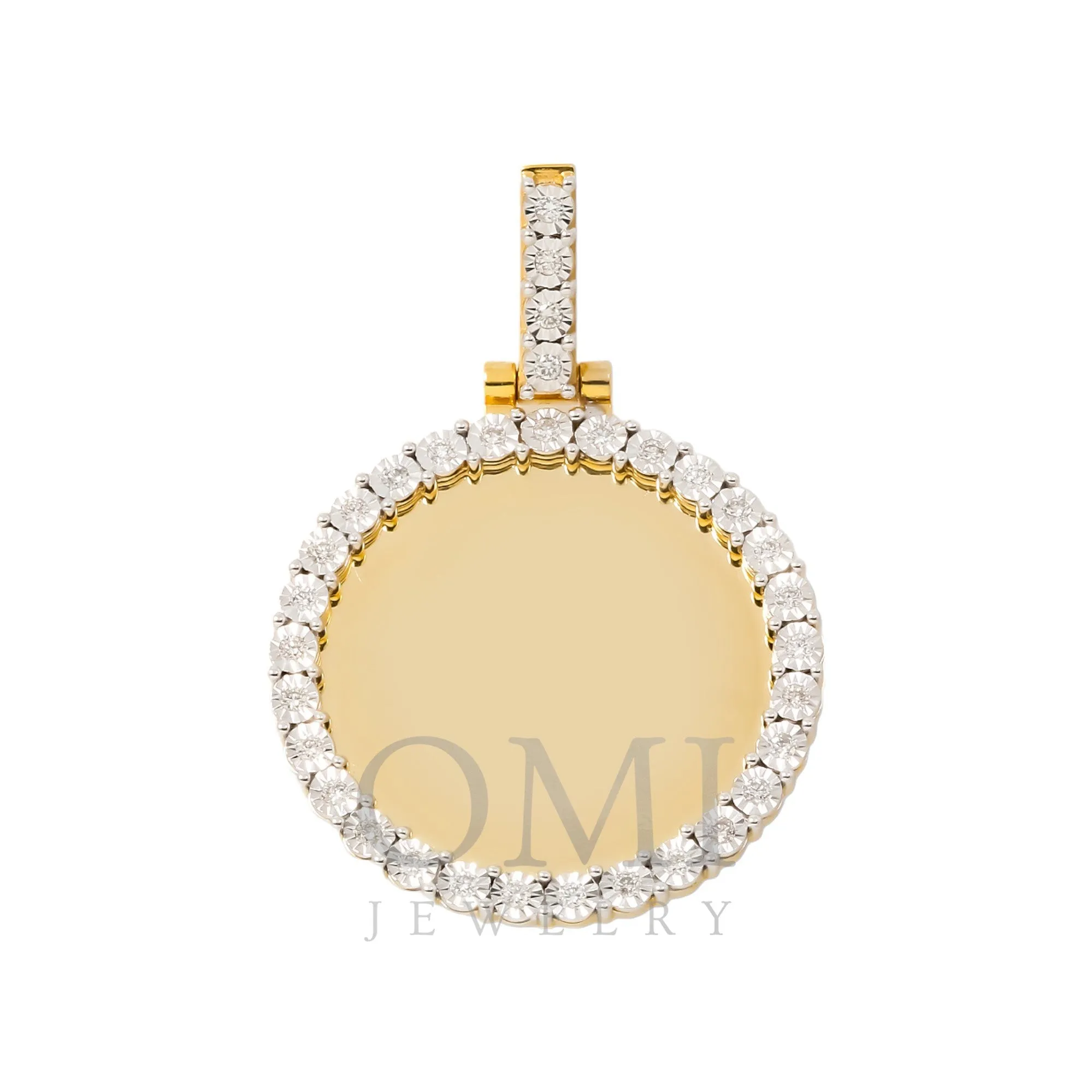 10K GOLD ROUND DIAMOND CUT CIRCLE PICTURE PENDANT 0.56 CT