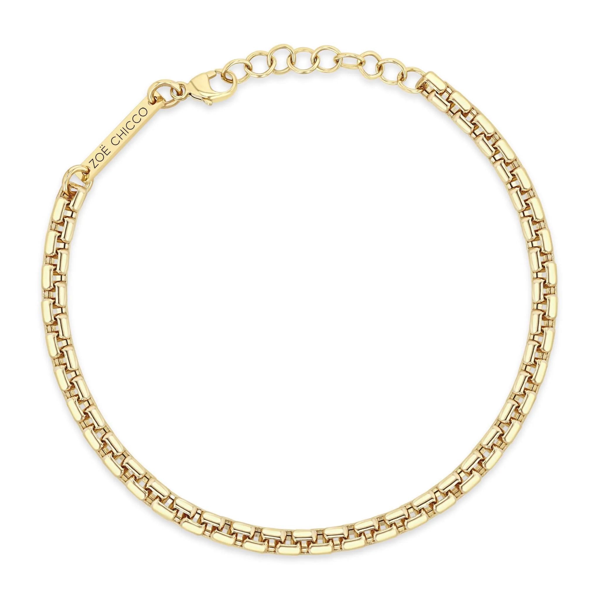 14k Gold Large Box Chain Bracelet