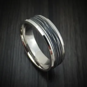 14K White Gold and Black Titanium Men's Ring