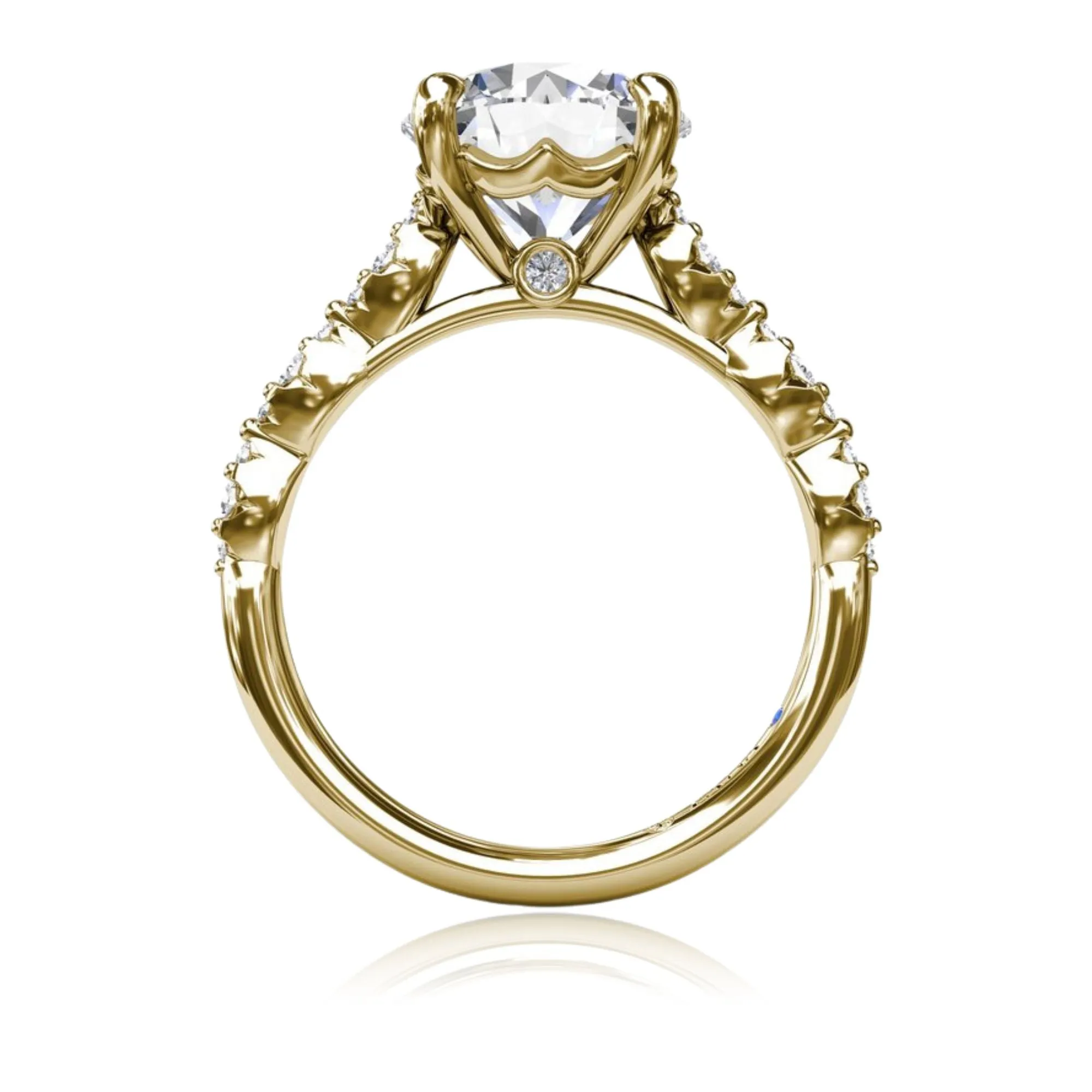 14K YELLOW GOLD PETITE PAVE DIAMOND ENGAGEMENT RING - SETTING ONLY