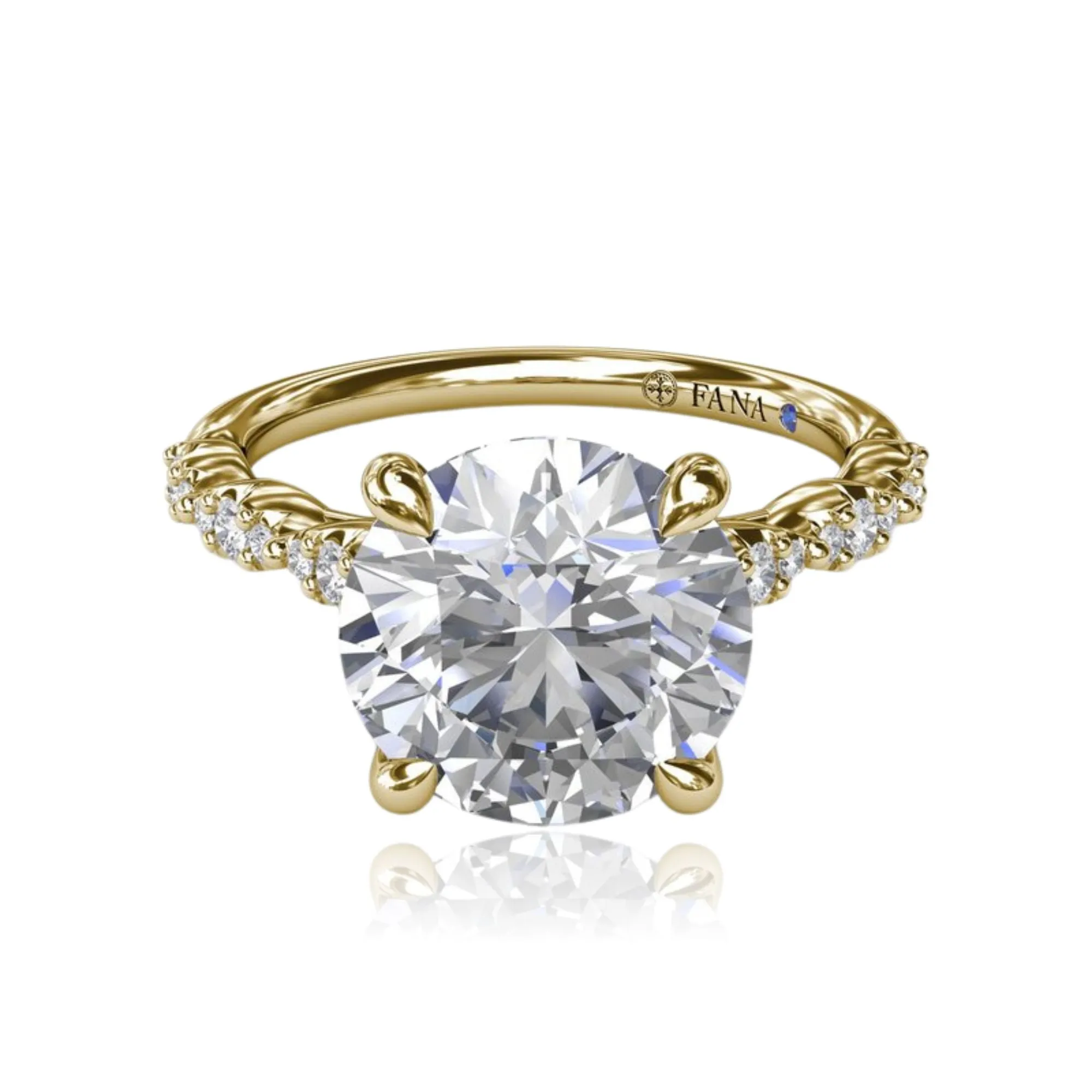 14K YELLOW GOLD PETITE PAVE DIAMOND ENGAGEMENT RING - SETTING ONLY