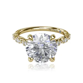 14K YELLOW GOLD PETITE PAVE DIAMOND ENGAGEMENT RING - SETTING ONLY