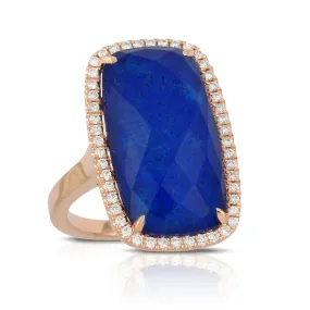 18k Lapis & White Quartz Ring