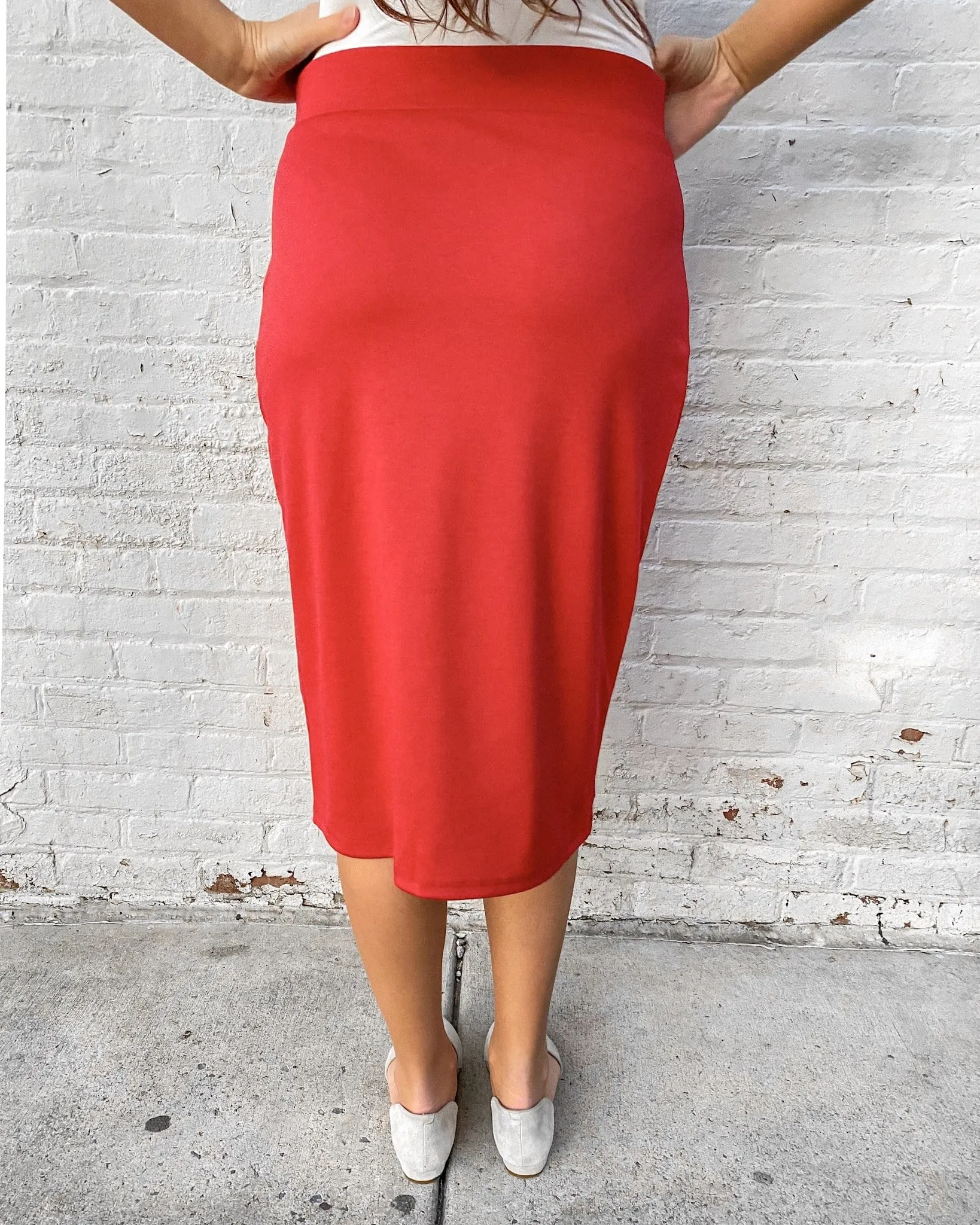 27" Red Ultra Comfort Ponte Knit Skirt (FINAL SALE)