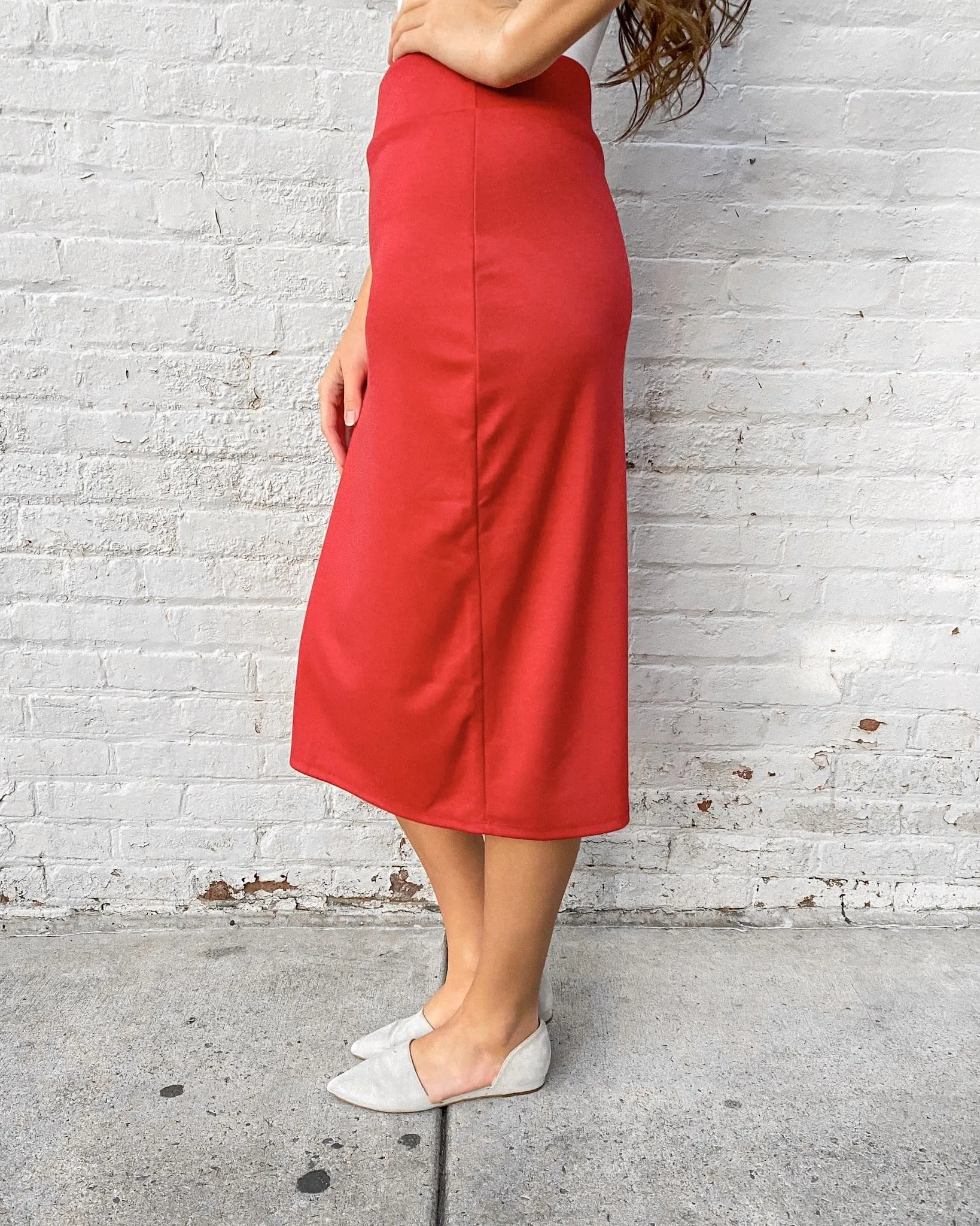 27" Red Ultra Comfort Ponte Knit Skirt (FINAL SALE)