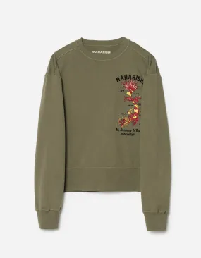 5248 Dragon Map Vintage Crew Sweat Olive OG-107F