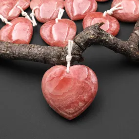 AAA Gemmy Natural Red Rhodochrosite Heart Gemstone Pendant