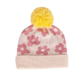 Acorn Flower Power Merino Beanie - Pink