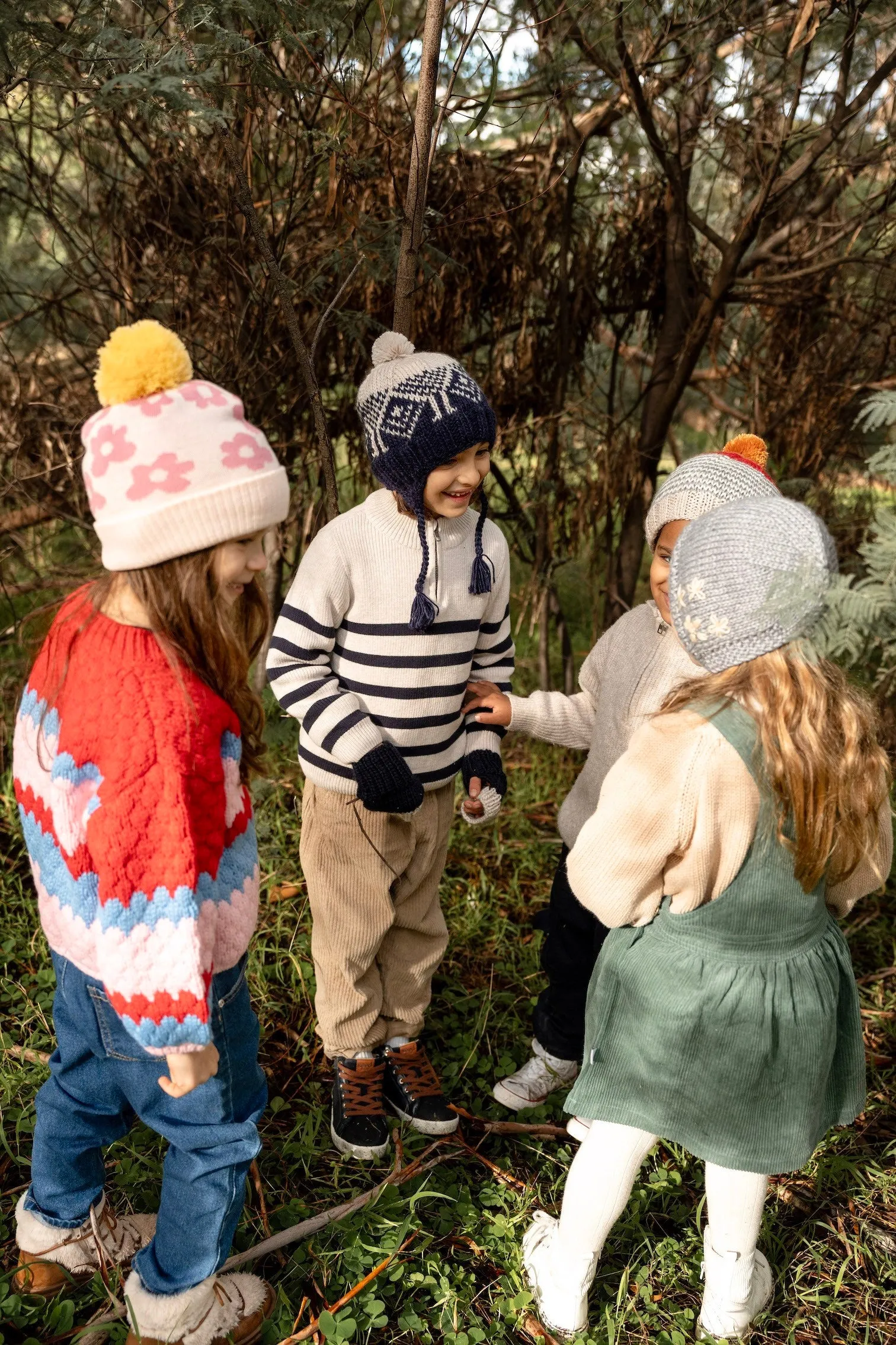 Acorn Flower Power Merino Beanie - Pink