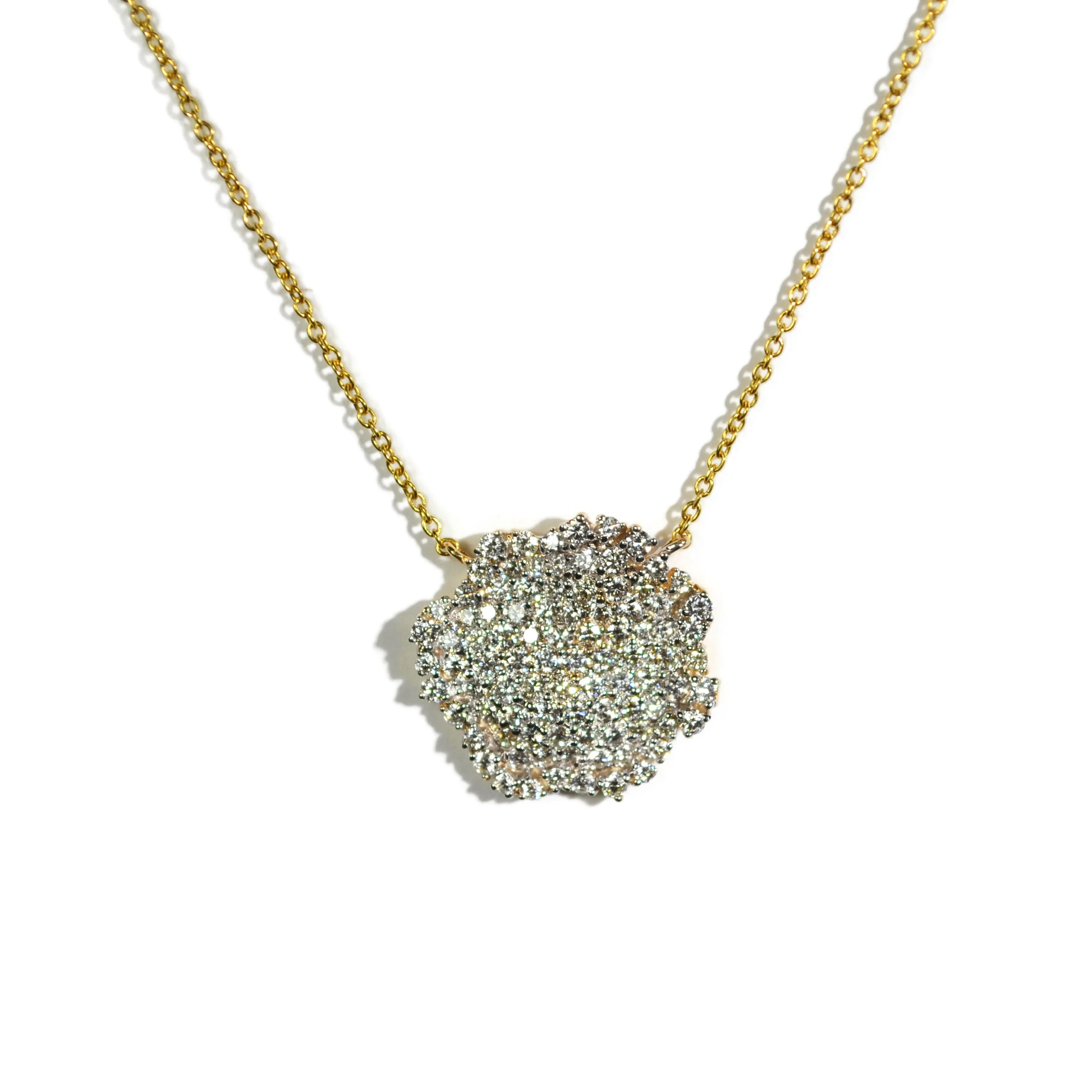 AFJ Diamond Collection - Pave Diamond Pendant Necklace, Yellow Gold