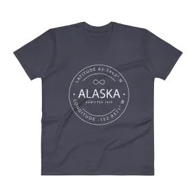 Alaska - V-Neck T-Shirt - Latitude & Longitude