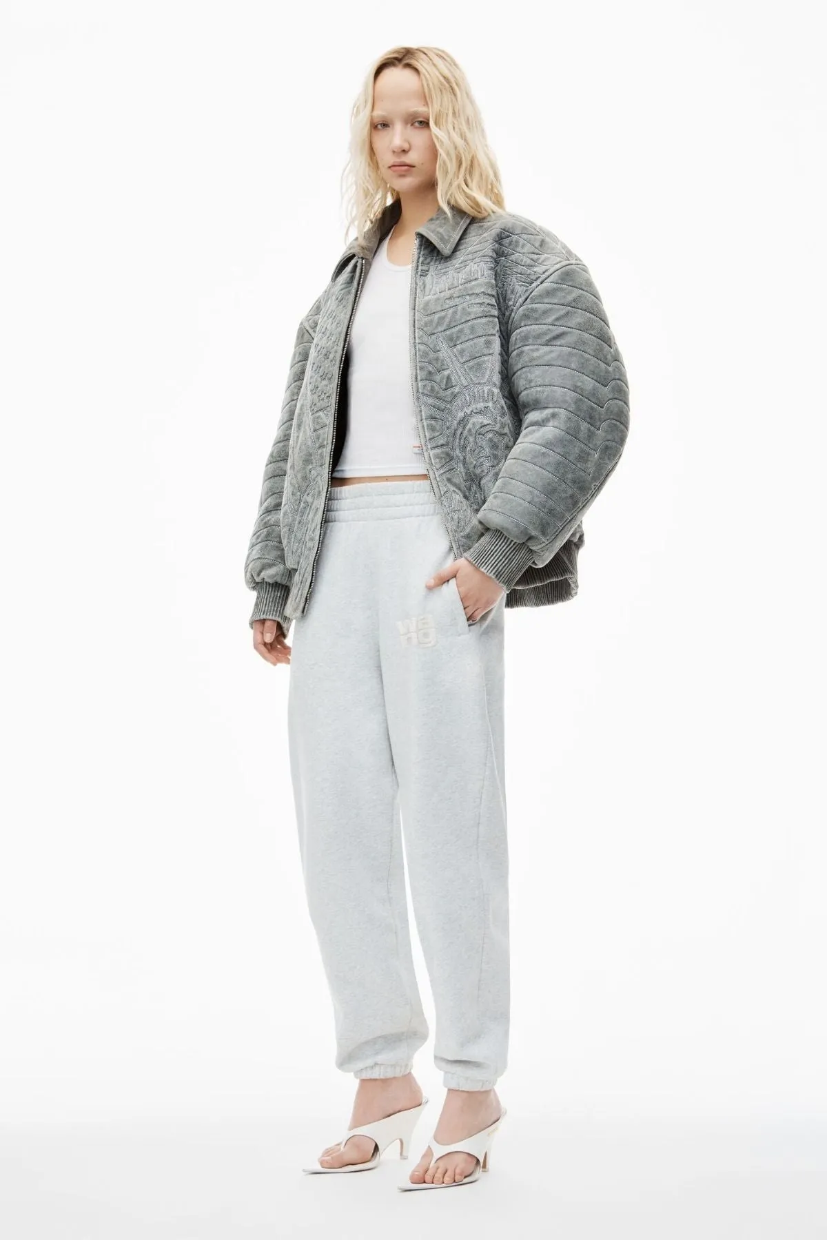 alexanderwang.t Essential Puff Logo Sweatpant - Light Heather Grey