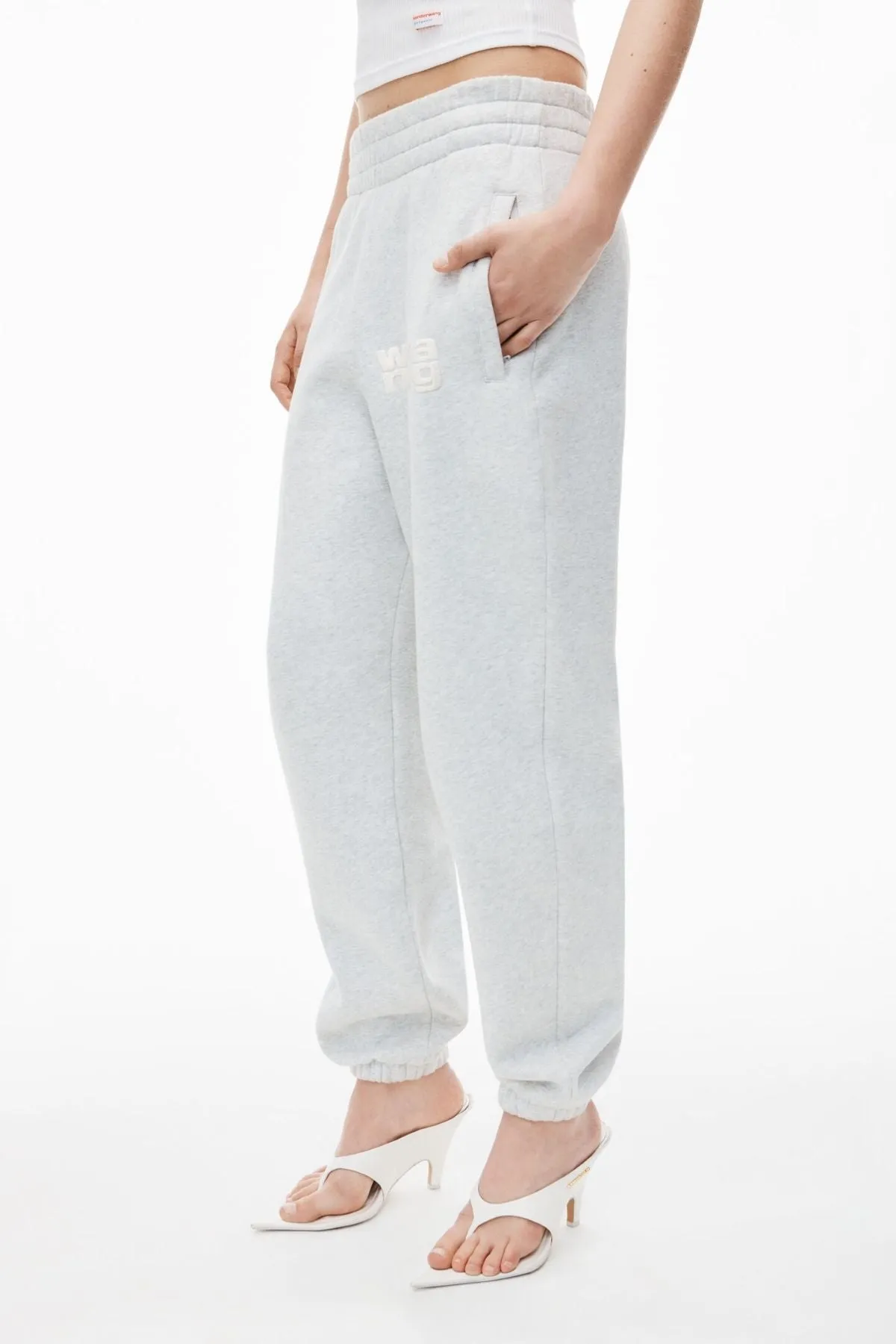 alexanderwang.t Essential Puff Logo Sweatpant - Light Heather Grey