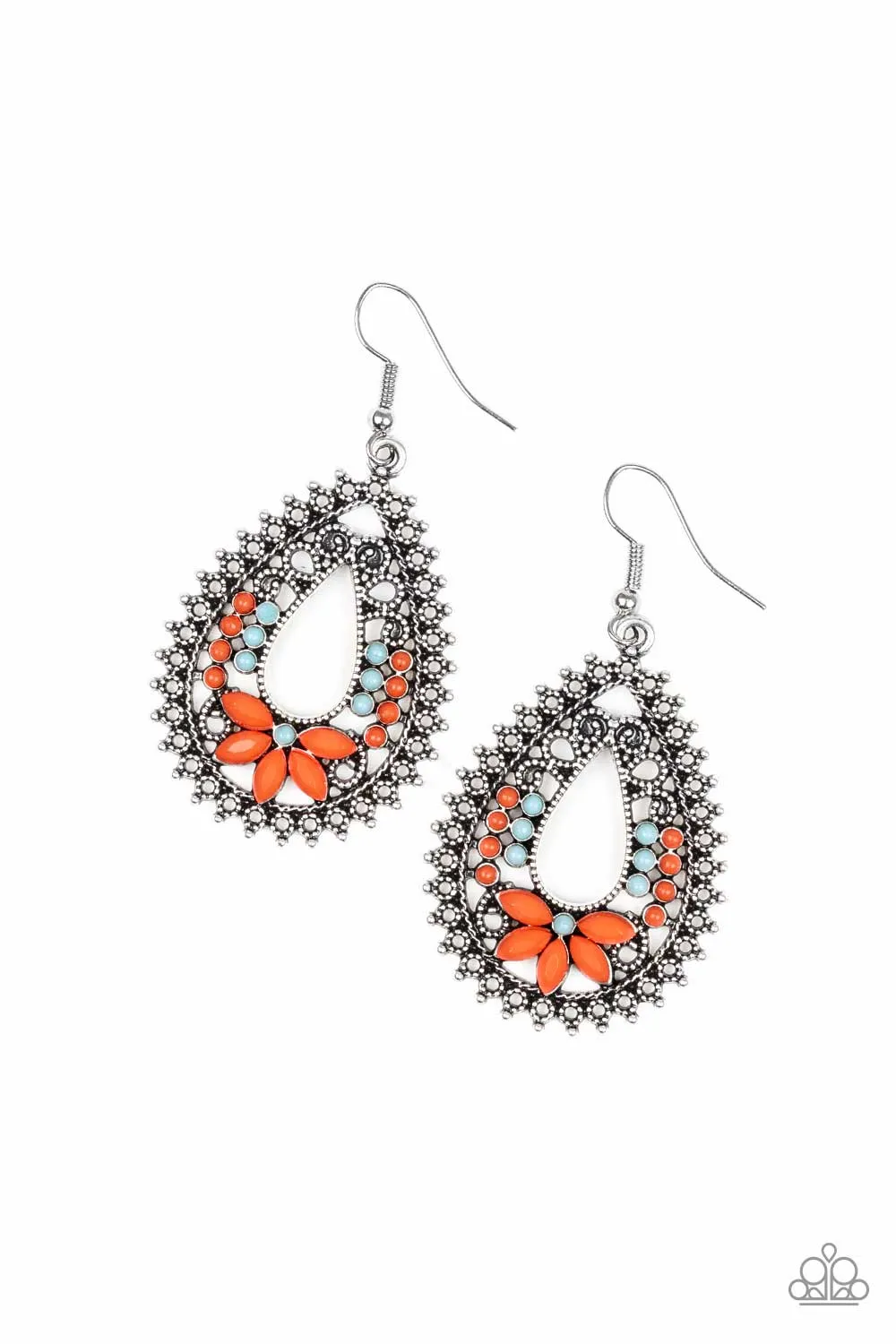 Atta-GALA Coral and Blue Bead Earrings - Paparazzi Accessories