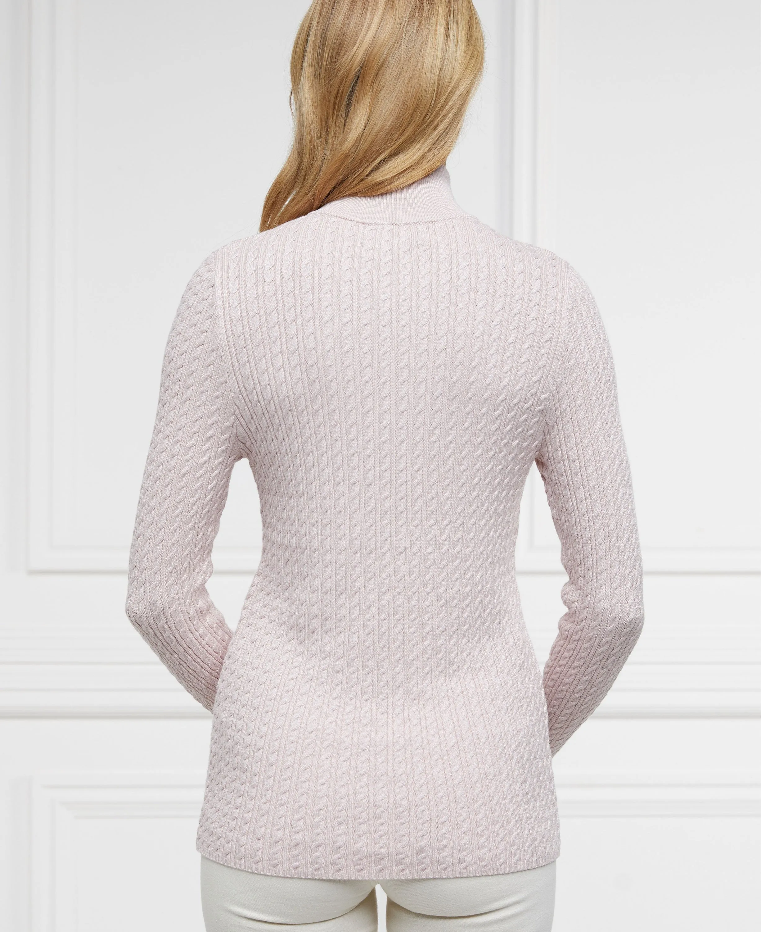 Ava Half Zip Knit - Soft Pink