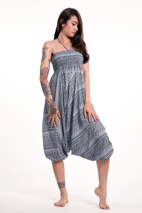 Aztec Stripes 2-in-1 Jumpsuit Harem Pants in Gray