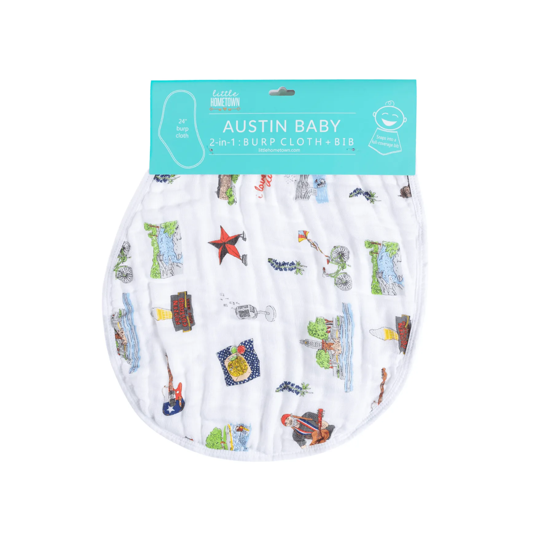 Baby Burp Cloth & Bib Combo: Austin