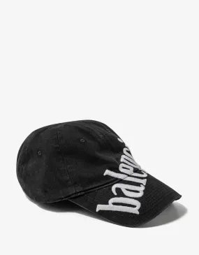 Balenciaga Black Diagonal Logo Embroidery Cap