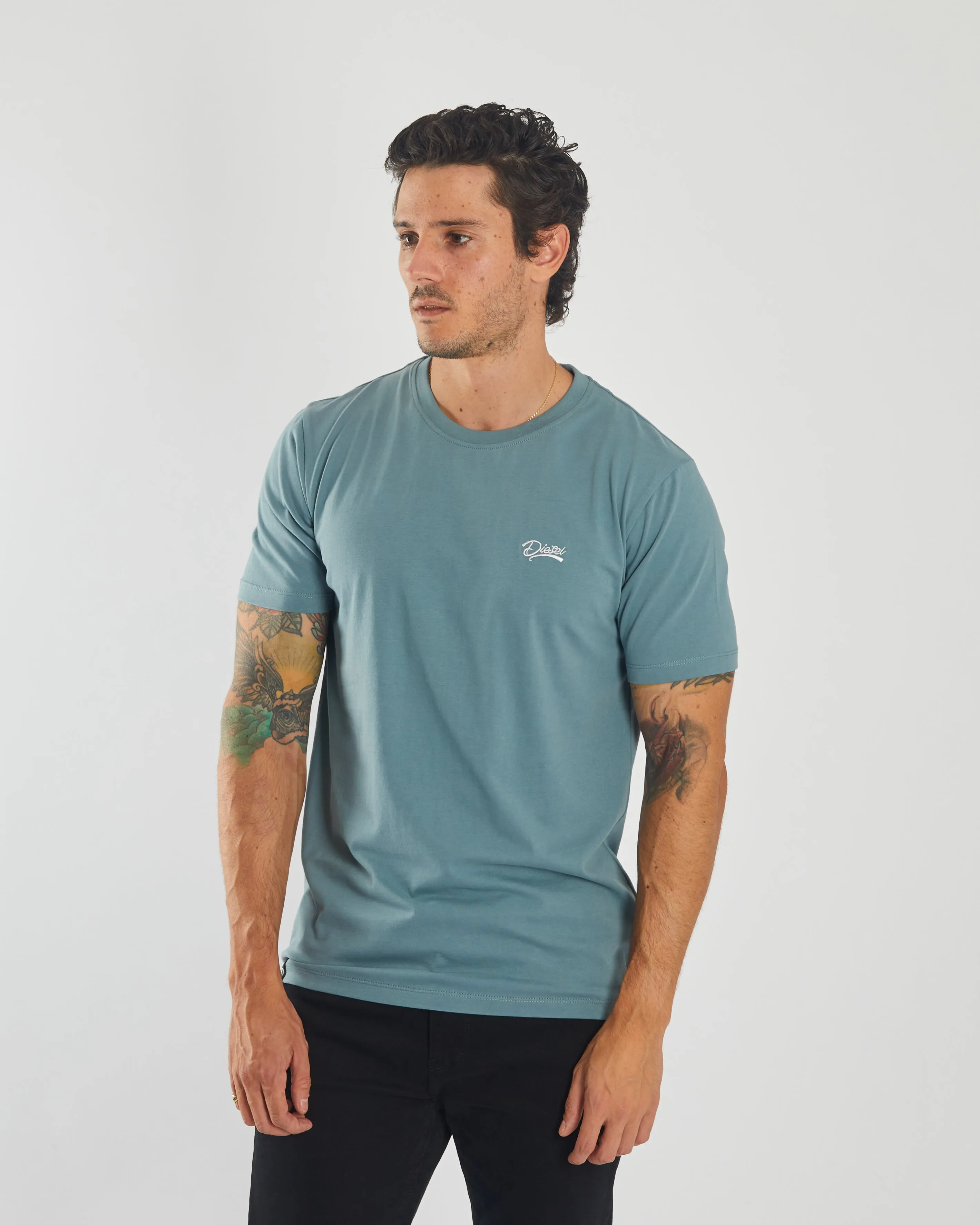 Basic Caden O Neck Tee Blue Haven