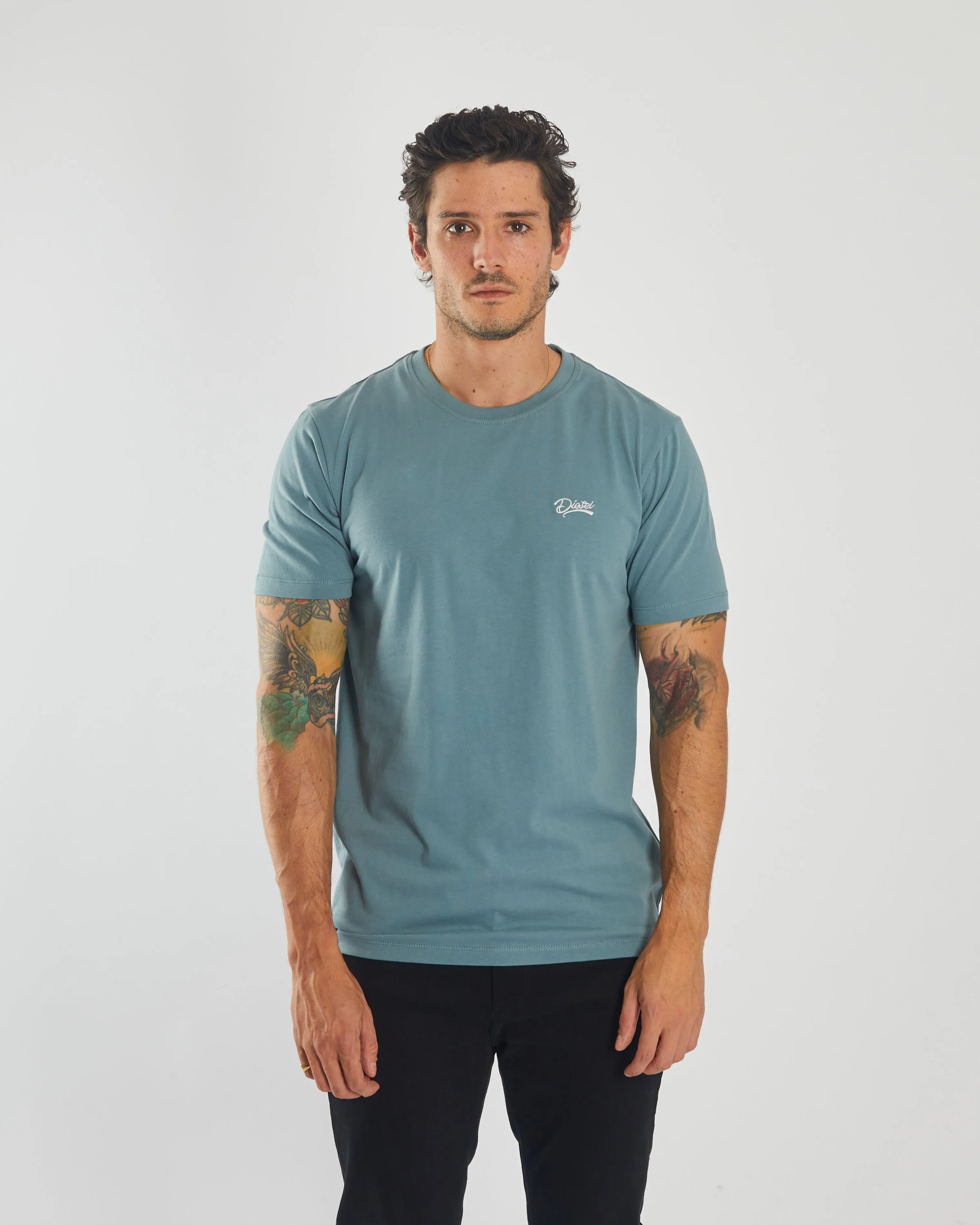 Basic Caden O Neck Tee Blue Haven