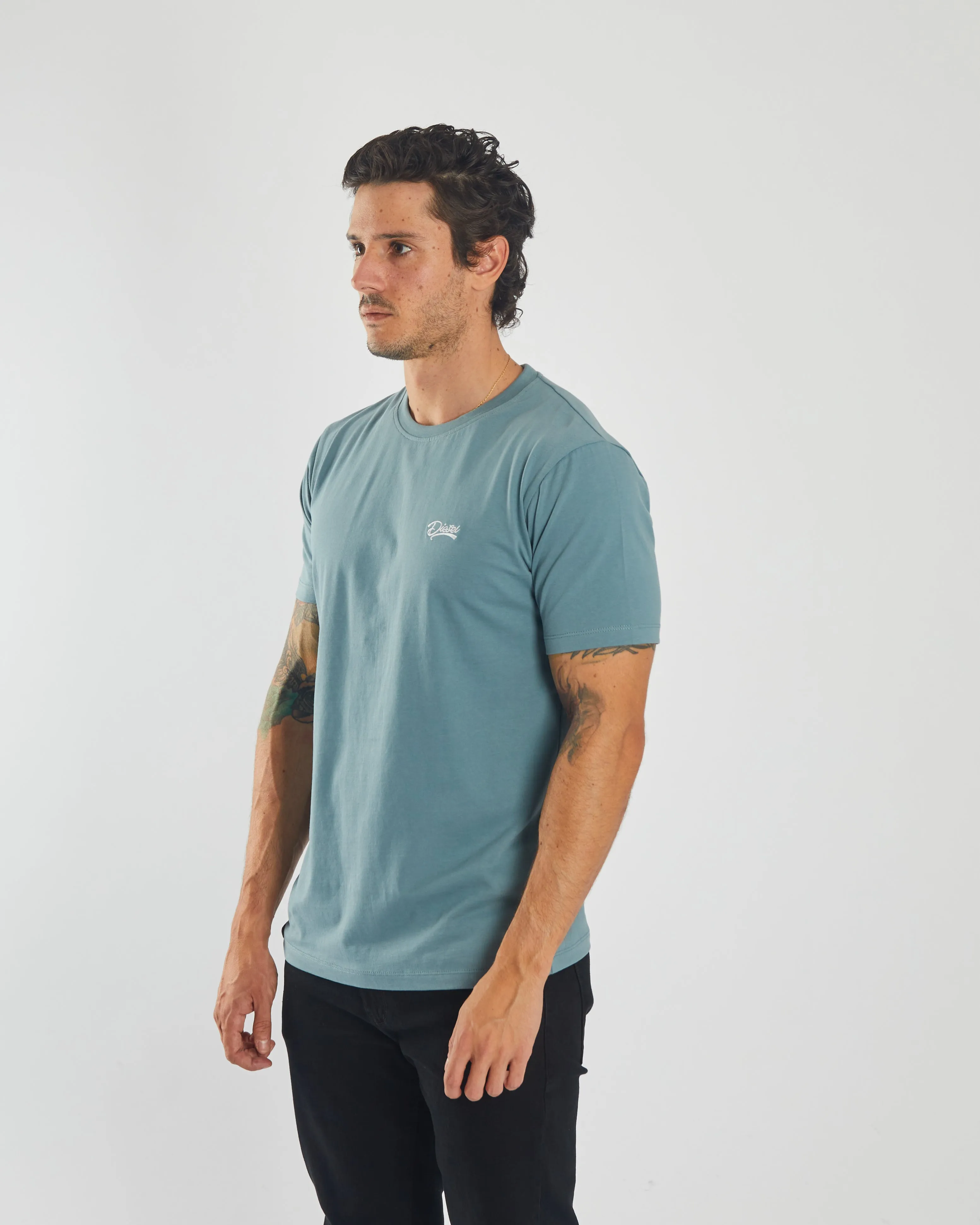 Basic Caden O Neck Tee Blue Haven