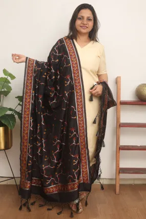 Black Banarasi Silk Dupatta