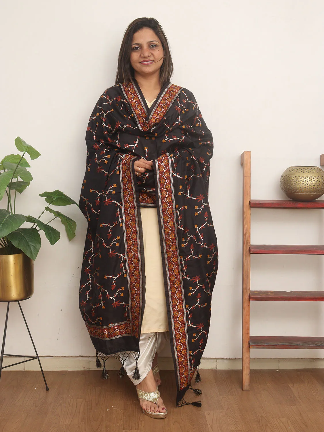 Black Banarasi Silk Dupatta