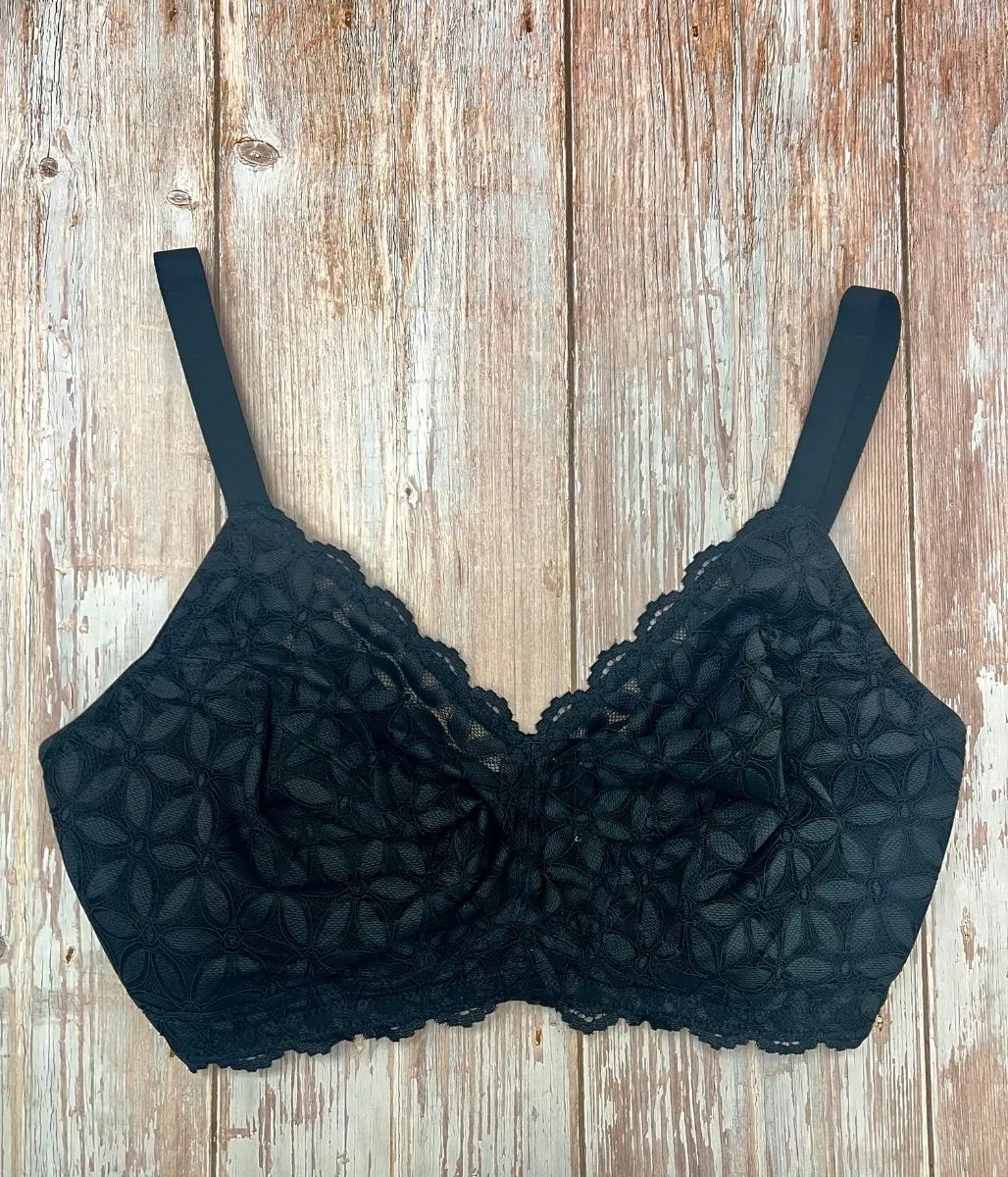 Black Non Padded Lace Bra with Secret Support