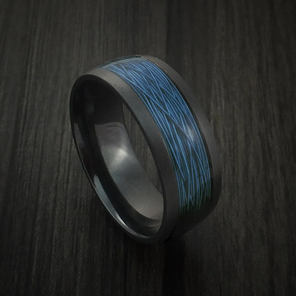 Black Zirconium and Wire Men's Ring Custom Made Choose your Color