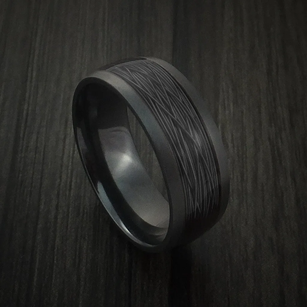 Black Zirconium and Wire Men's Ring Custom Made Choose your Color