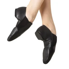 Bloch Girls' Black Leather Elasta Jazz Booties