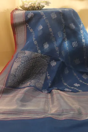 Blue Banarasi Handloom Pure Cotton Saree