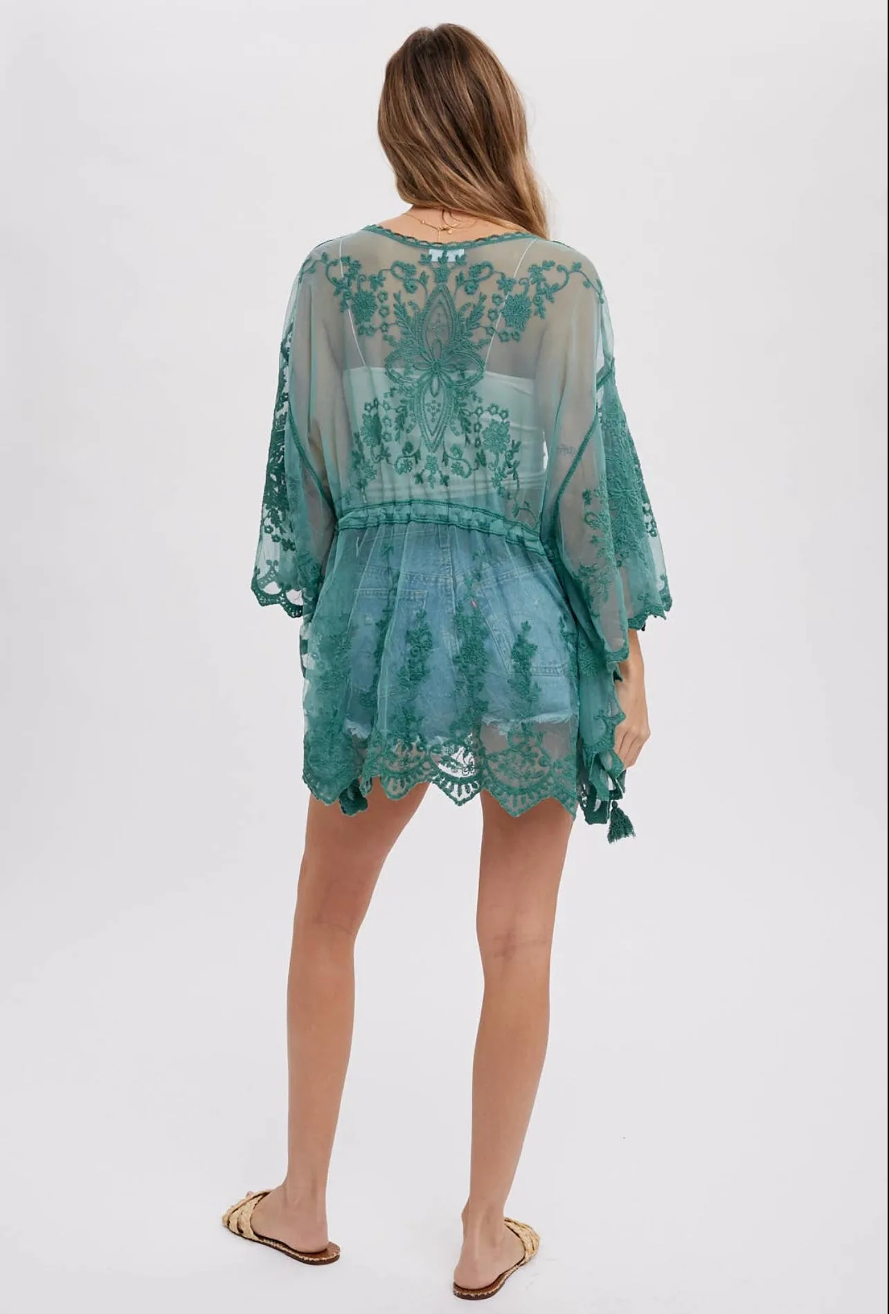 BOHO LACE KIMONO-Mint