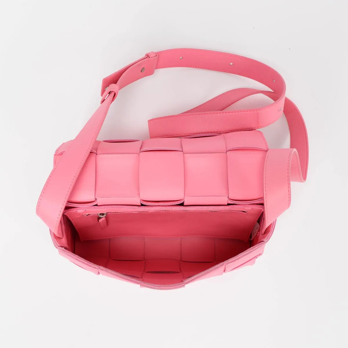 Bottega Veneta Pink Lambskin Cassette Shoulder Bag