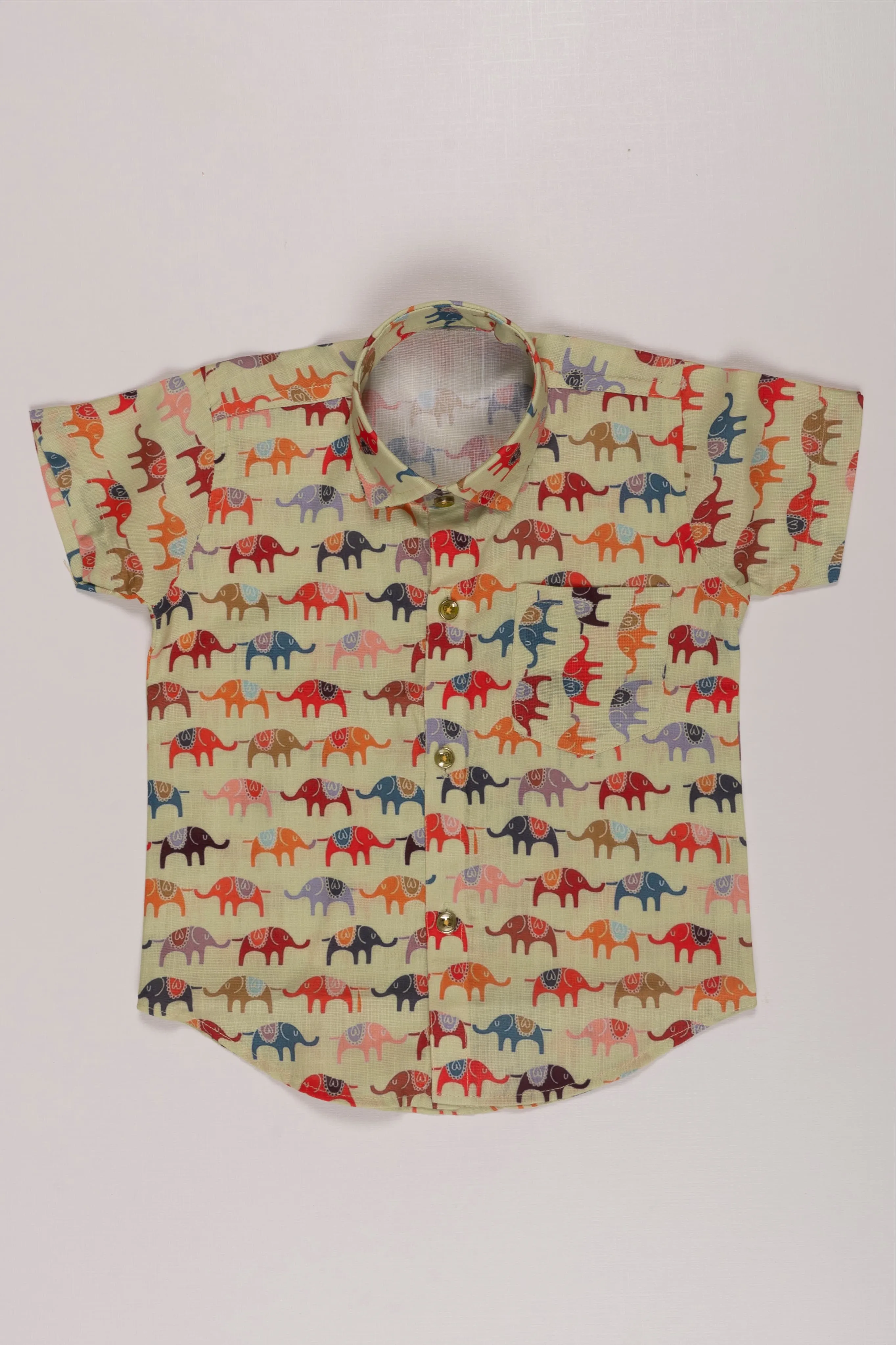 Boys Adventure Co-ord Set: Playful Elephant Parade Print Shirt and Shorts