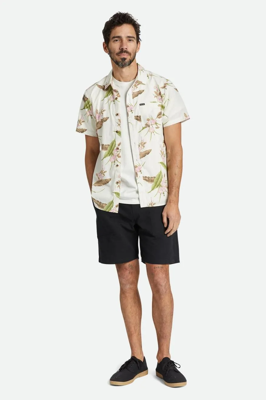 Charter Print S/S Woven Shirt - Off White/Dark Earth