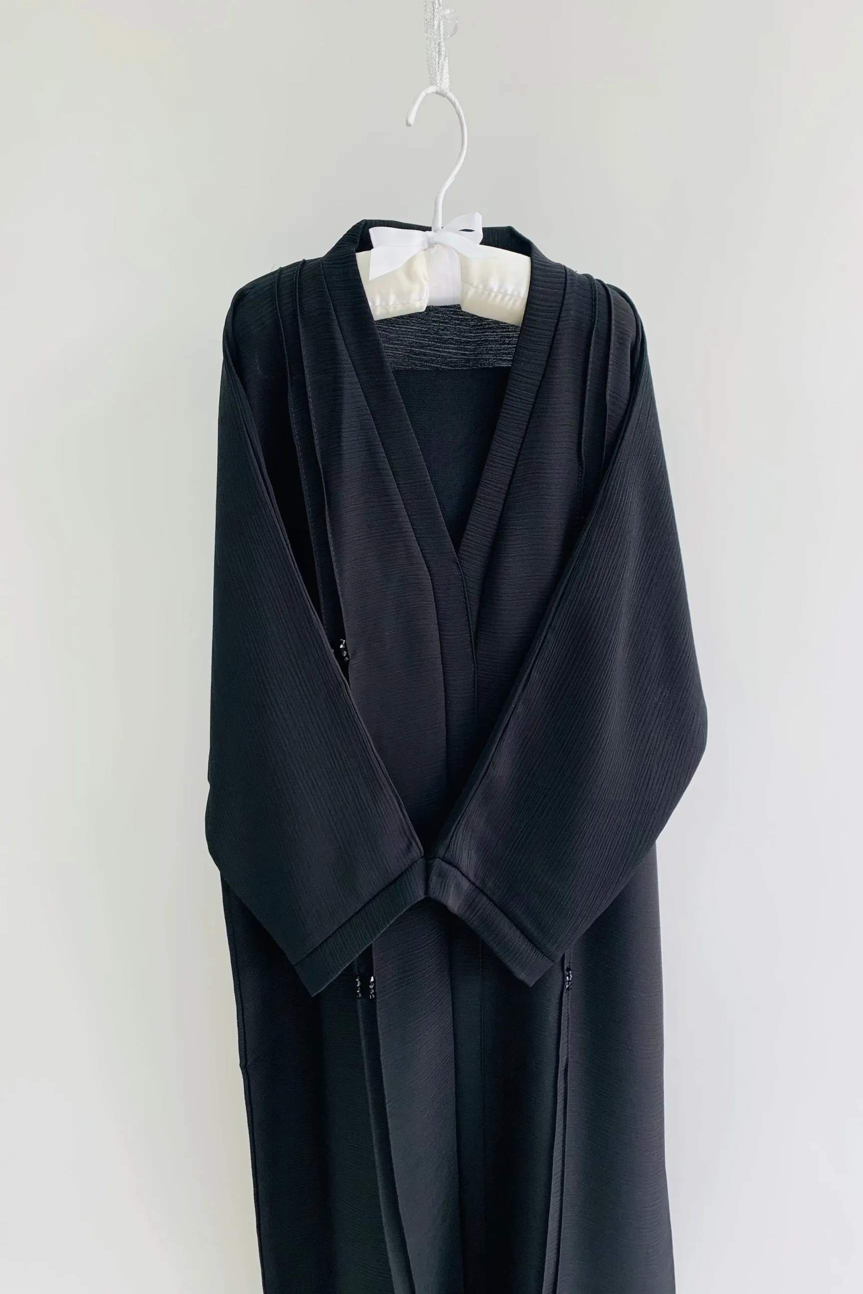 Children Textured Closed abaya- Black