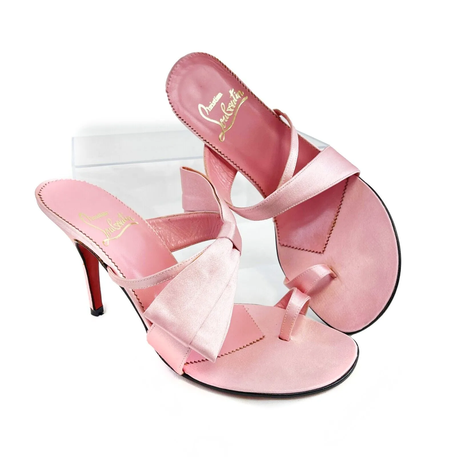 Christian Louboutin - Excellent - Elys Satin 312 Pink Heels 37.5 US 7.5