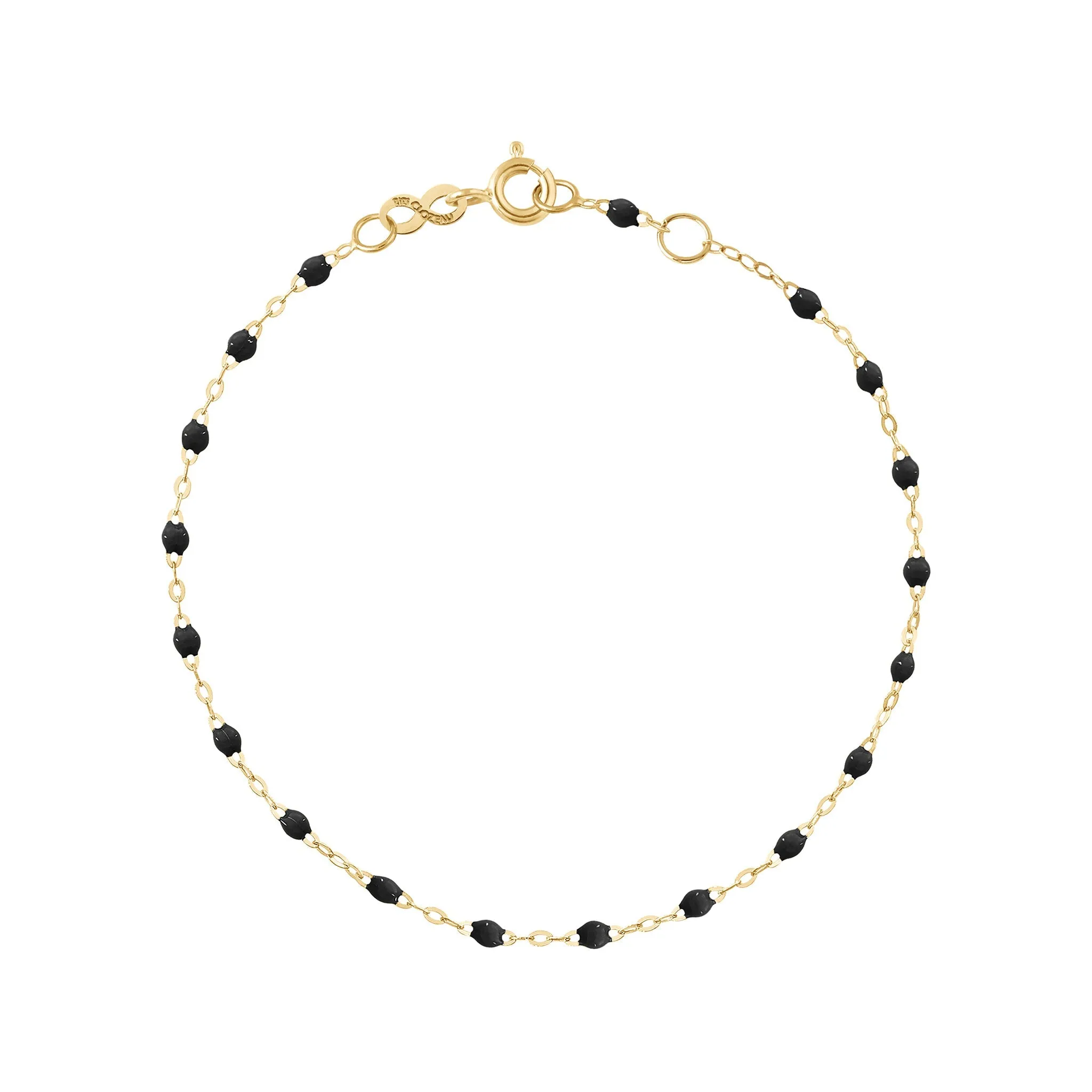 Classic Gigi Black Anklet, Yellow Gold, 9.4"