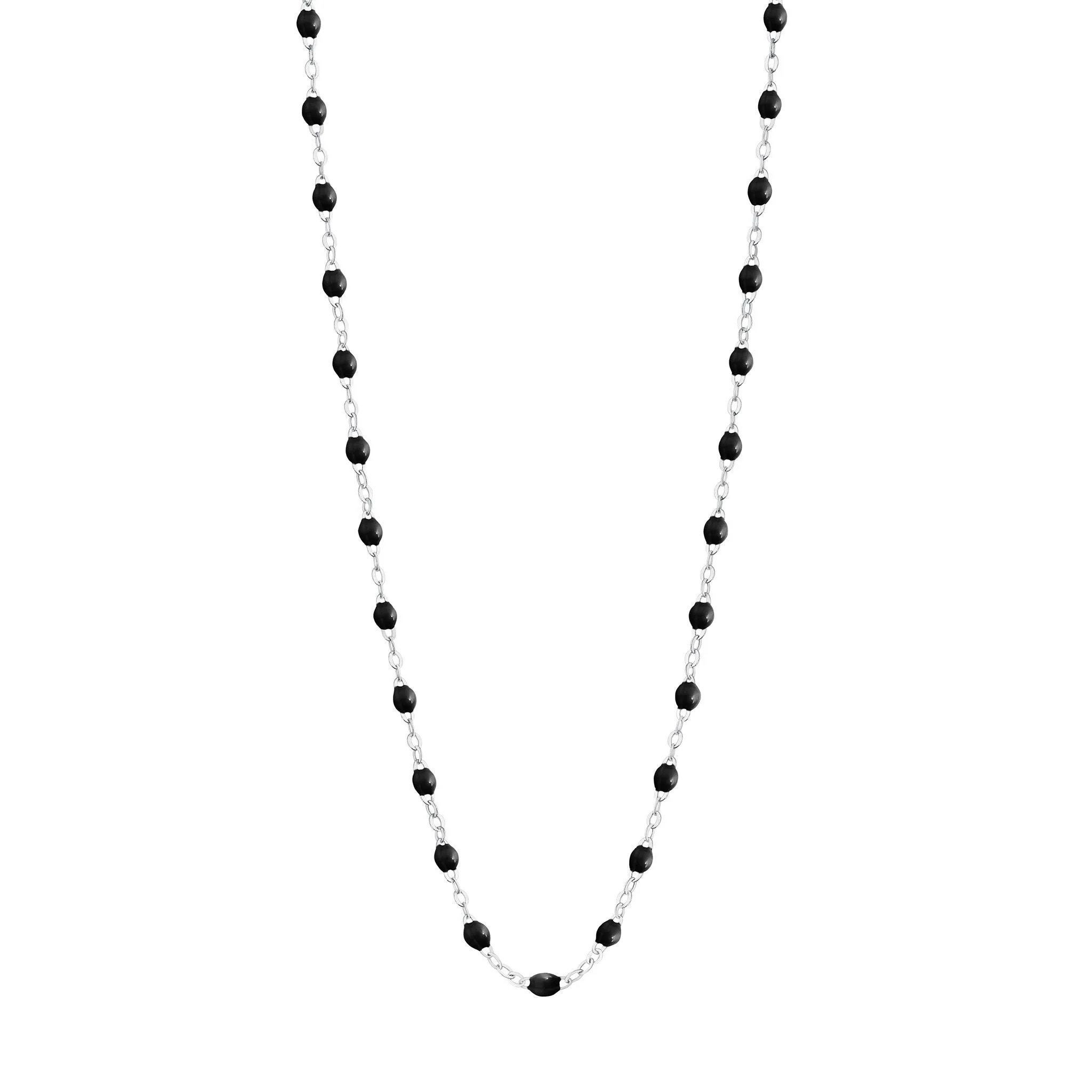 Classic Gigi Black necklace, White Gold, 19.7"