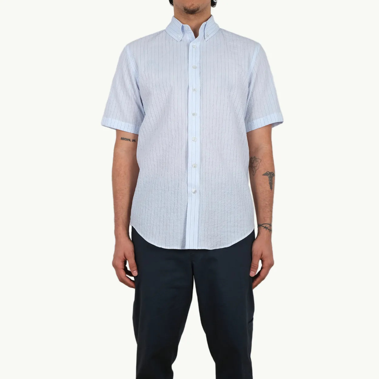 Cloud Stripe Seersucker S/S Shirt