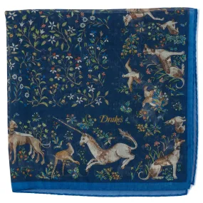 Cotton/Silk Unicorn Garden Pocket Square