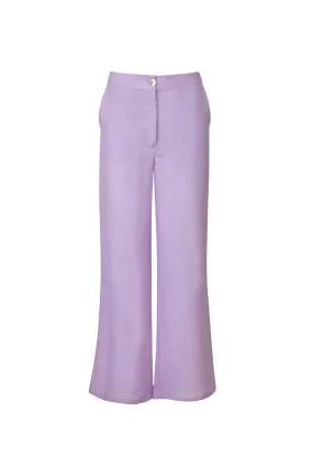 DANA  LAVENDER LINEN PANTS - דנה מכנסי פשתן לונדר