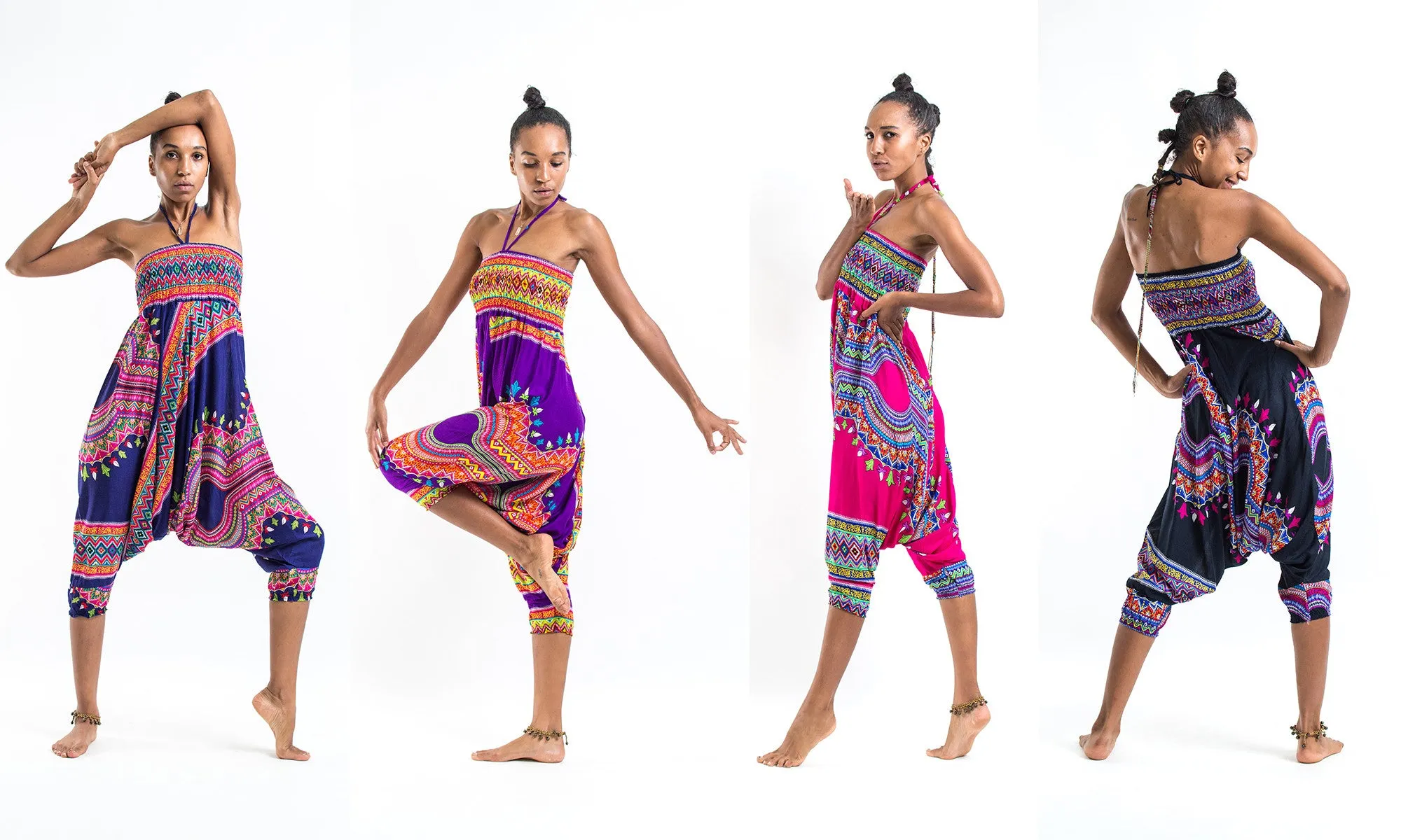 Dashiki Prints 2-in-1 Jumpsuit Harem Pants in Navy