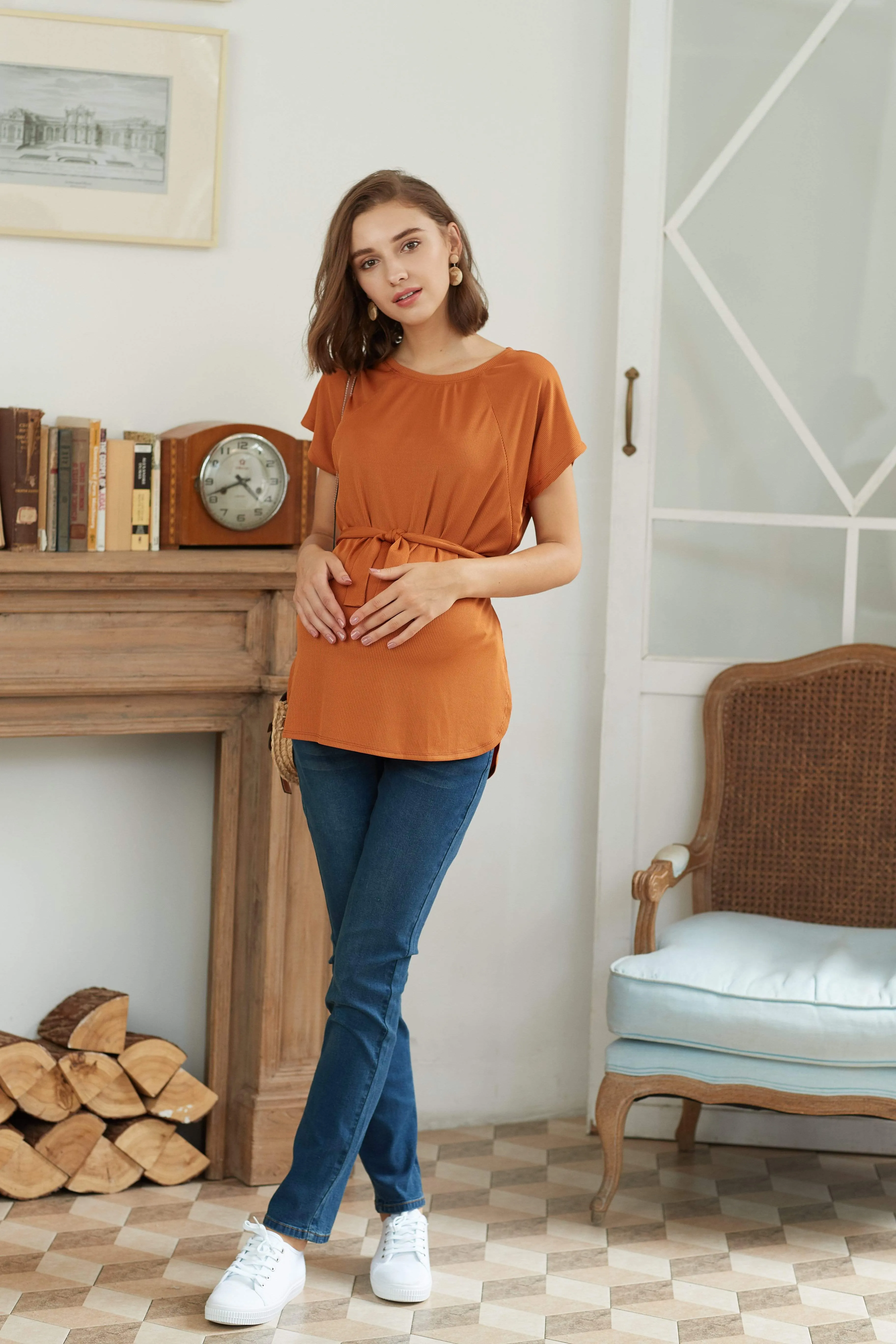 Derika Short Sleeve Nursing Top Marigold