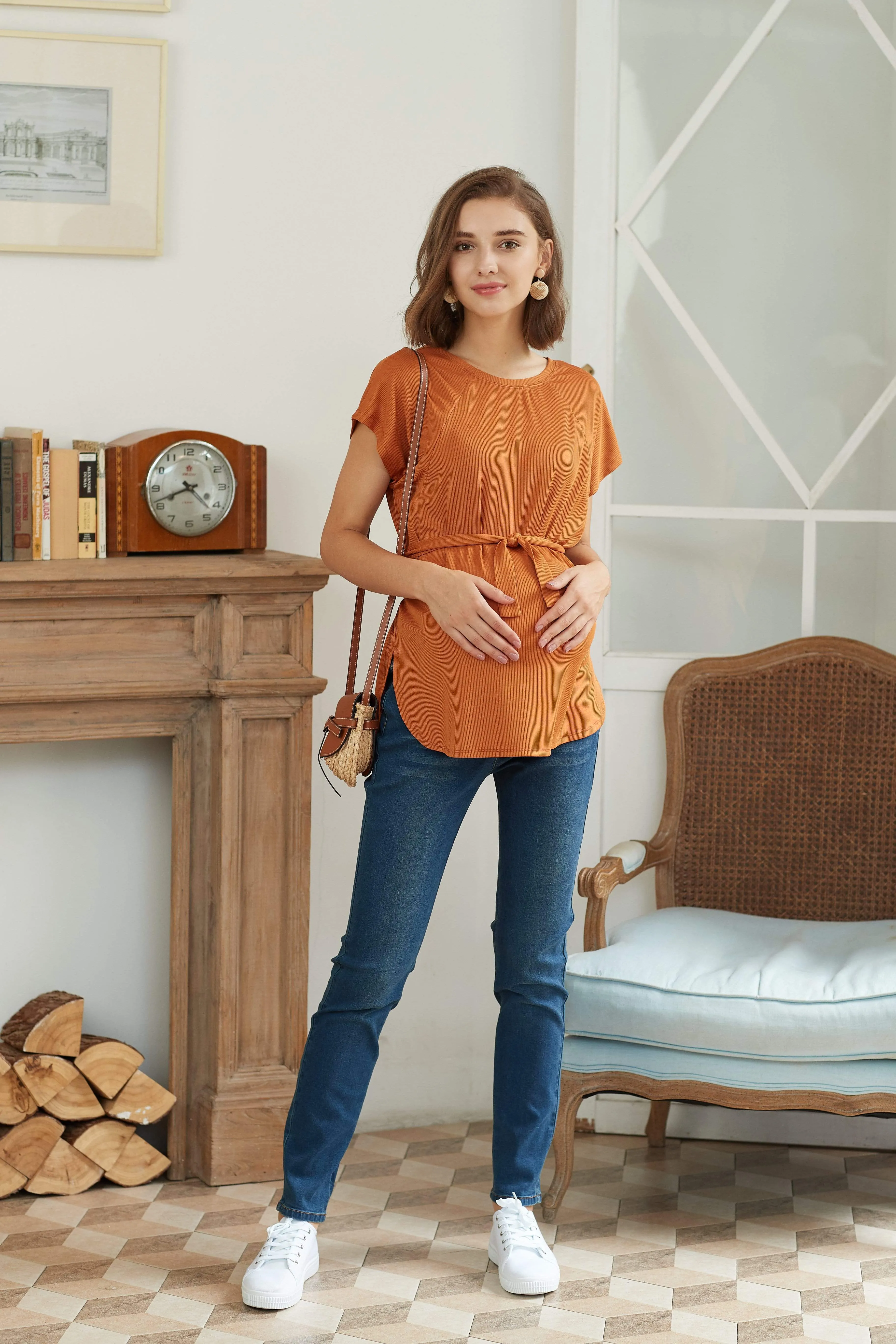 Derika Short Sleeve Nursing Top Marigold